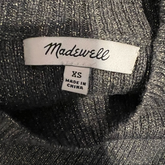 Madewell grey gold speck sparkly long sleeve mini bodycon sweater dress XS - Picture 5 of 5